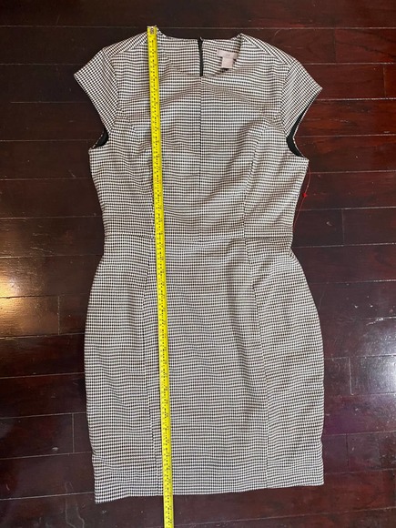 H&M Sheath Dress Hounds Tooth Size 8 Black White Multi Season Work, Business - Picture 3 of 5